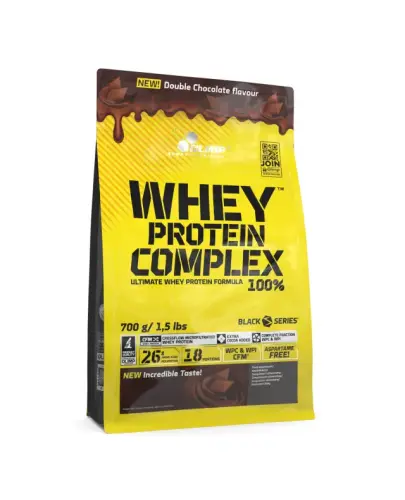 Olimp Whey Protein Complex 100% podwójna czekolada, 700 g - Proste i wygodne źródło wysokiej jakości protein, duża porcja białka i aminokwasów