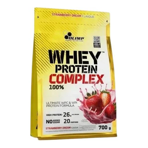 Olimp Whey Protein Complex 100% truskawka, 700 g - Proste i wygodne źródło wysokiej jakości protein, duża porcja białka i aminokwasów