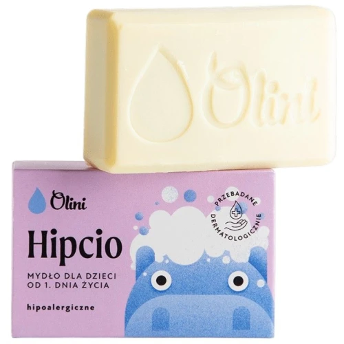 Olini Hipcio Mydło dla dzieci i niemowląt, 90 g - Naturalne, hipoalergiczne mydło od 1. dnia życia