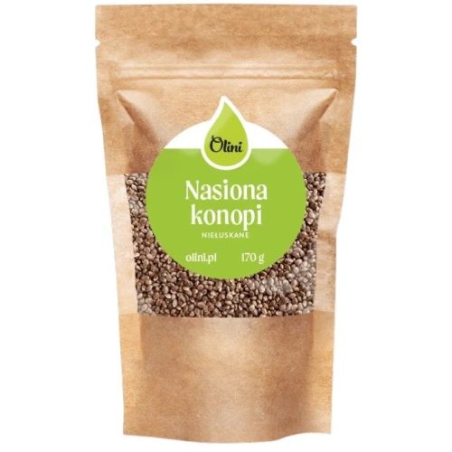 Olini Nasiona konopi, 170 g - Bogate w białko roślinne, błonnik i kwasy Omega-3 i Omega-6