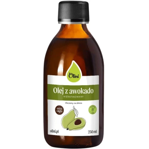 Olini Olej z awokado, 250 ml - Nierafinowany, tłoczony na zimno, bogaty w witaminę E