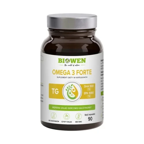Biowen Omega 3 Forte 1000 mg EPA, 500 mg DHA, 90 kapsułek - Wysokiej jakości kwasy tłuszczowe omega-3, EPA i DHA w formie trójglicerydów