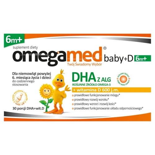 Omegamed Baby+D 6m+, 30 kapsułek twist-off - Codzienna porcja witaminy D dla maluchów