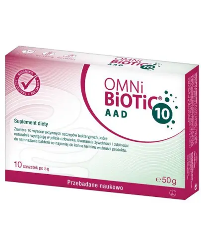 Omni Biotic 10 AAD, 10 saszetek - Probiotyk do stosowania w trakcie i po antybiotykoterapii