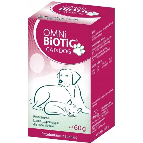 Omni Biotic Cat & Dog Probiotyk dla psa i kota, 60 g - Wsparcie mikrobiomu i flory jelitowej zwierząt
