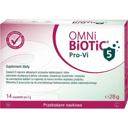 Omni Biotic Pro-Vi 5, 14 saszetek - Wsparcie układu odpornościowego dorosłych i dzieci od 1. roku życia