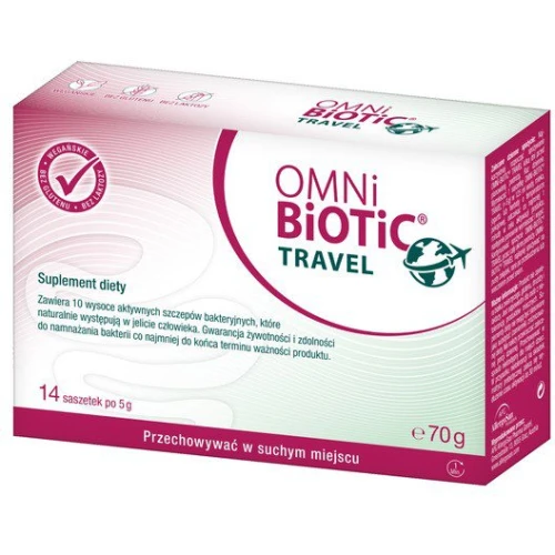 Omni Biotic Travel, 14 saszetek - Wsparcie dla zdrowia jelit w trakcie podróży