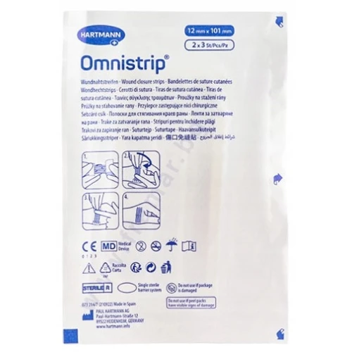 Hartmann Omnistrip, plastry do zamykania ran 12x101 mm, 3 sztuki - Do  bezbolesnego zabezpieczania małych ran i nacięć chirurgicznych bez konieczności szycia