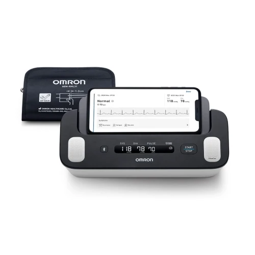 Omron Complete HEM-7530T-E3 Ciśnieniomierz i EKG naramienny automatyczny, 1 sztuka - Ciśnieniomierz z EKG i aplikacją mobilną