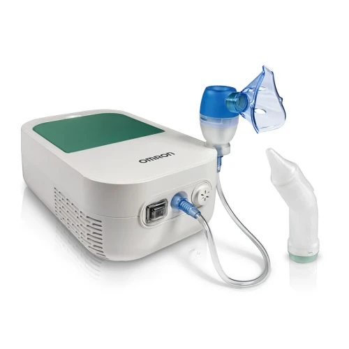 Omron DuoBaby NE-C301-E Nebulizator kompresorowy 2w1, 1sztuka - Nebulizator z aspiratorem do nosa dla niemowląt i dzieci
