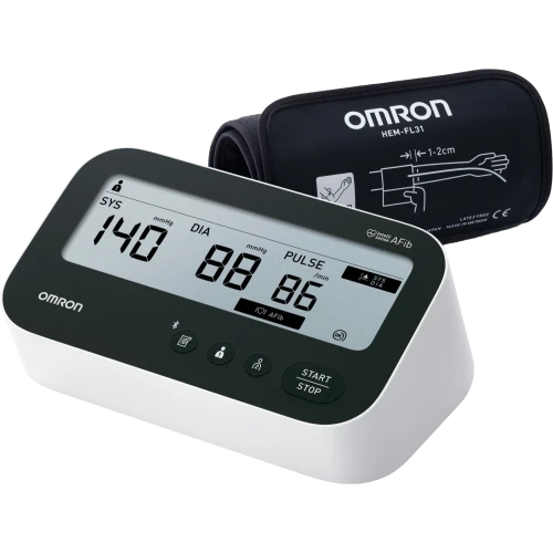 Omron M4 Connect Afib, ciśnieniomierz naramienny, 1 sztuka - Połączenie z aplikacją mobilną umożliwia łatwiejszy monitoring wyników