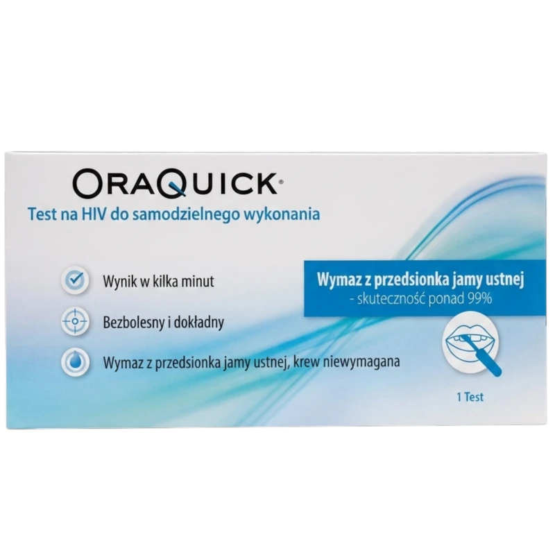 Test OraQuick Na obecność wirusa HIV, 1 sztuka - Pozwala wykryć obecność przeciwciał przeciwko wirusom HIV-1 i HIV-2