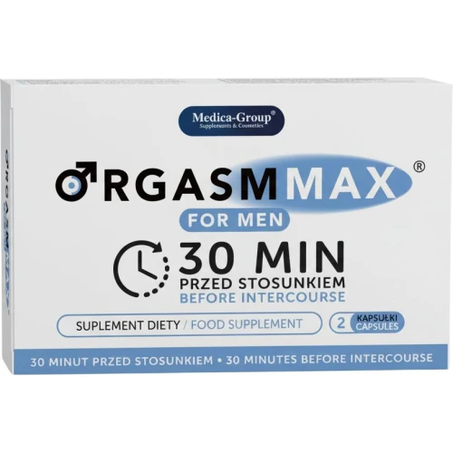 Orgasm Max For Men, przed stosunkiem dla mężczyzn, 2 kapsułki - L-arginina, korzeń maca, buzdyganek w celu wzmocnienia doznań intymnych