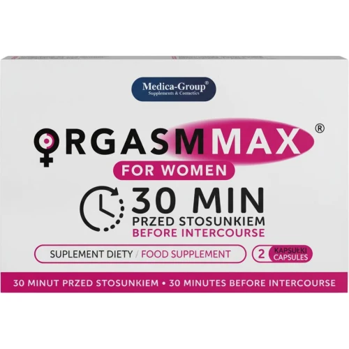 Orgasm Max For Women, przed stosunkiem dla kobiet, 2 kapsułki - L-arginina, korzeń maca, korzeń żeń-szenia w celu pogłębienia doznań intymnych