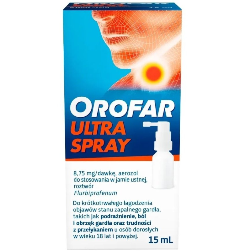 Orofar Ultra Spray 8,75 mg/dawkę, 15 ml - Spray na gardło