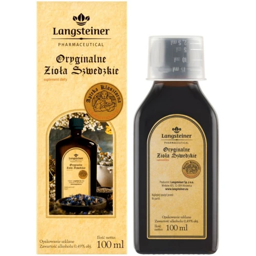 Langsteiner Oryginalne Zioła Szwedzkie, płyn 100 ml - Wspomaganie trawienia i prawidłowej pracy układu pokarmowego