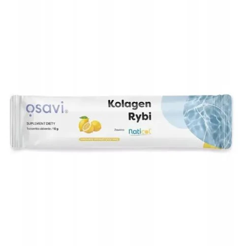 Osavi Kolagen Rybi naturalny aromat cytrynowy, 1 saszetka 12 g - Wzmocnia stawy, kości i mięśnie oraz pomaga w zachowaniu młodego wyglądu