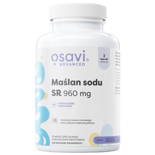 Osavi Maślan sodu SR 960 mg, 120 kapsułek - Wsparcie mikrobioty i zdrowia jelit