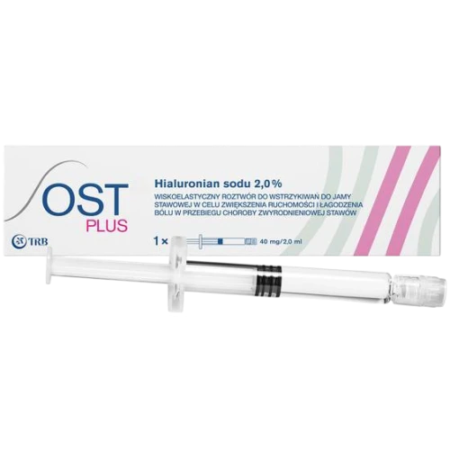 Ost Plus Roztwór wiskoelastyczy 40 mg/2 ml, 1 ampułko-strzykawka - Roztwór wiskoelastyczny do iniekcji do przestrzeni stawowej
