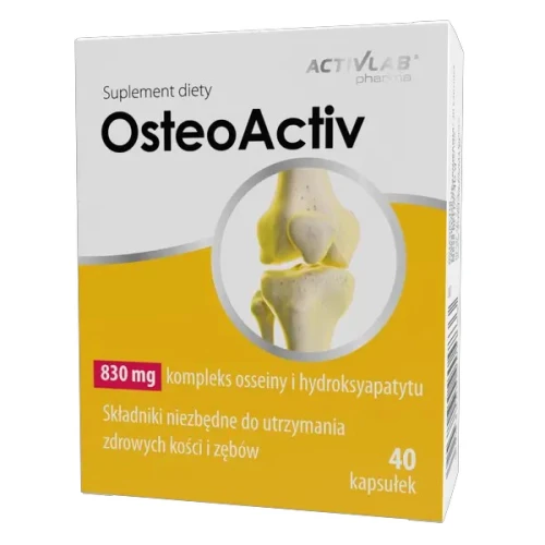 OsteoActiv, 40 kapsułek - Źródło organicznego wapnia i fosforu, wspiera mineralizację kości i zębów