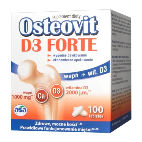 Osteovit D3 Forte, 100 tabletek - Wapń i witamina D3 dla wzmocnienia kości