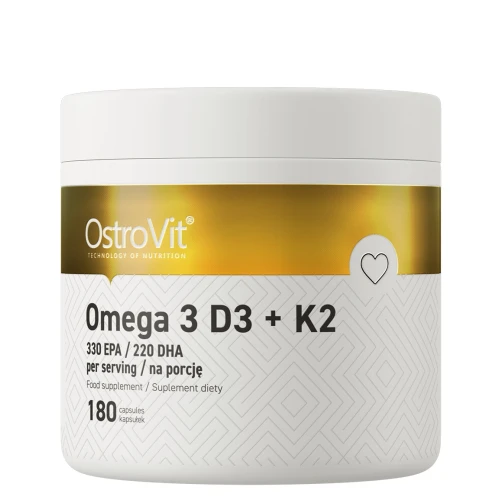OstroVit Omega 3 D3 + K2, 180 kapsułek - Kompleksowa formuła Omega-3 z witaminami