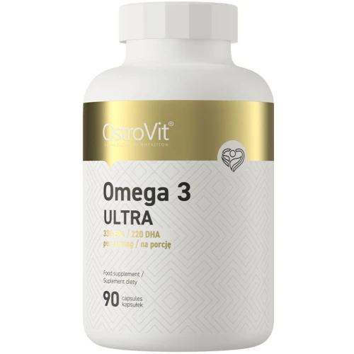 OstroVit Omega 3 Ultra, 90 kapsułek - Wysokokoncentrowany olej rybi EPA i DHA + witamina E