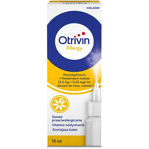 Otrivin Allergy, aerozol do nosa, 15 ml  - Spray na objawy kataru alergicznego