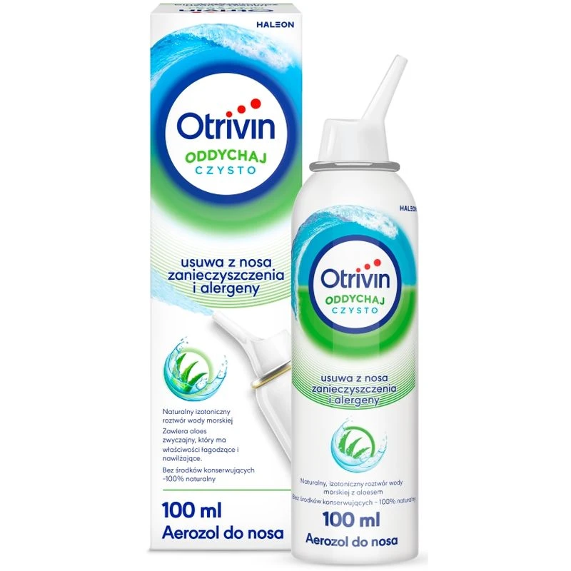 Otrivin Oddychaj Czysto, aerozol do nosa dla dorosłych i dzieci od 6. roku życia, 100 ml - Oczyszcza nos i ułatwia oddychanie