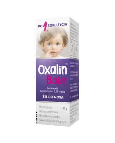 Oxalin Baby 0,25 mg/g, żel do nosa, 10 g - Łagodzi katar i zmniejsza obrzęk śluzówki nosa, dla dzieci powyżej 1. roku życia