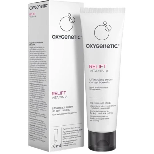 Oxygenetic Liftingujące serum do szyi i dekoltu, 50 ml - Z retinolem, kwasem hialuronowym i adenozyną