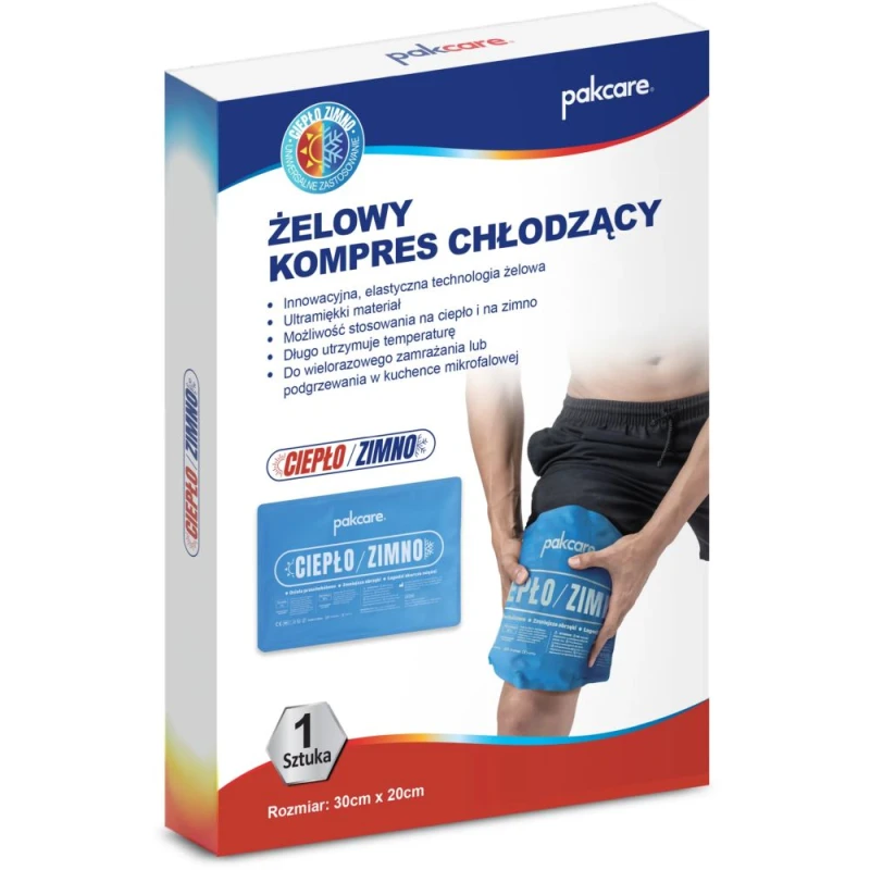 Pakcare Żelowy kompres ciepło-zimno 30 × 20 cm, 1 sztuka - Długo utrzymuje temperaturę