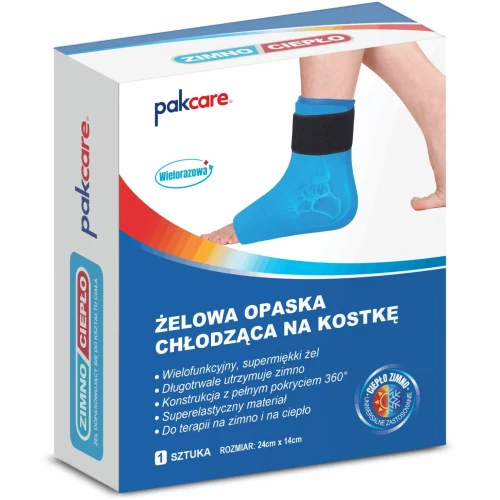 Pakcare żelowa opaska na kostkę, 1 sztuka - Zmniejsza opuchliznę i łagodzi ból, wspiera rozluźnienie mięśni