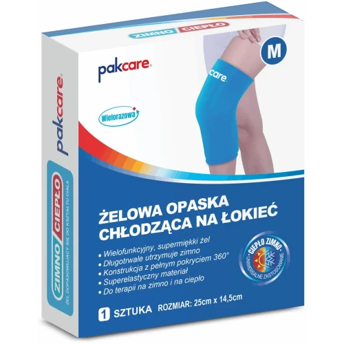 Pakcare żelowa opaska chłodząca na łokieć M, 1 sztuka - Łagodzi ból, redukuje obrzęki i stany zapalne