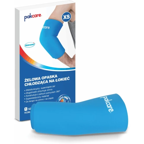 Pakcare żelowa opaska na łokieć XS, 1 sztuka - Uśmierza ból i przyspiesza regenerację – terapia zimnem i ciepłem 