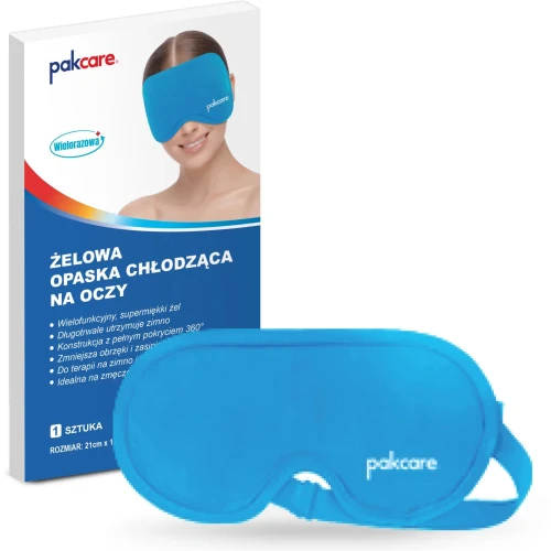 Pakcare żelowa opaska na oczy, 1 sztuka - Przynosi ulgę przy zmęczeniu wzroku, bólach głowy i migrenach