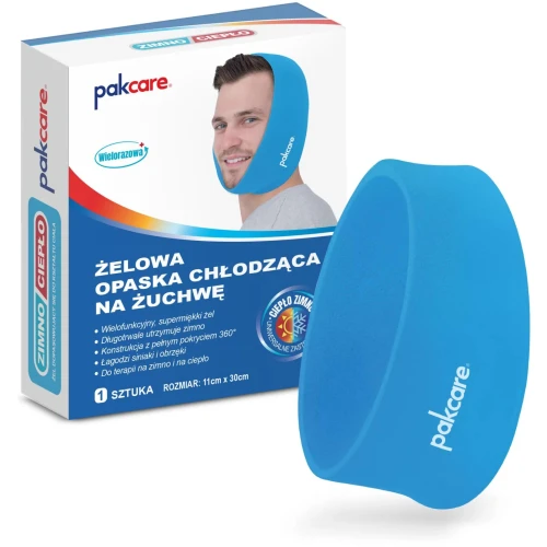 Pakcare żelowa opaska na żuchwę, 1 sztuka -  Terapia ciepłem i zimnem przy bólu żuchwy
