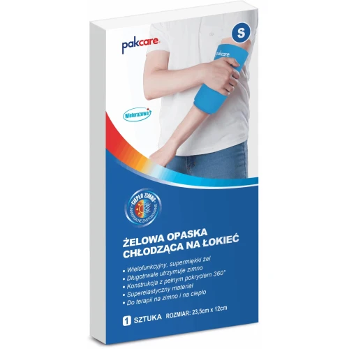 Pakcare żelowa opaska na łokieć S, 1 sztuka - Terapia zimnem i ciepłem –  łokieć tenisisty, obrzęki i urazy
