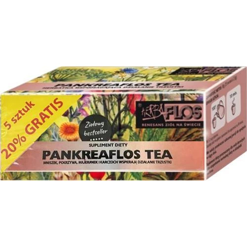 Pankreaflos Tea, herbatka ziołowa, 25 saszetek - Kompozycja ziół korzystnie wpiera pracę trzustki