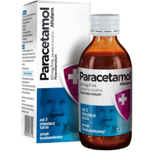 Aflofarm Paracetamol Zawiesina doustna 120mg/5ml, 100 ml - Na ból i gorączkę u dzieci