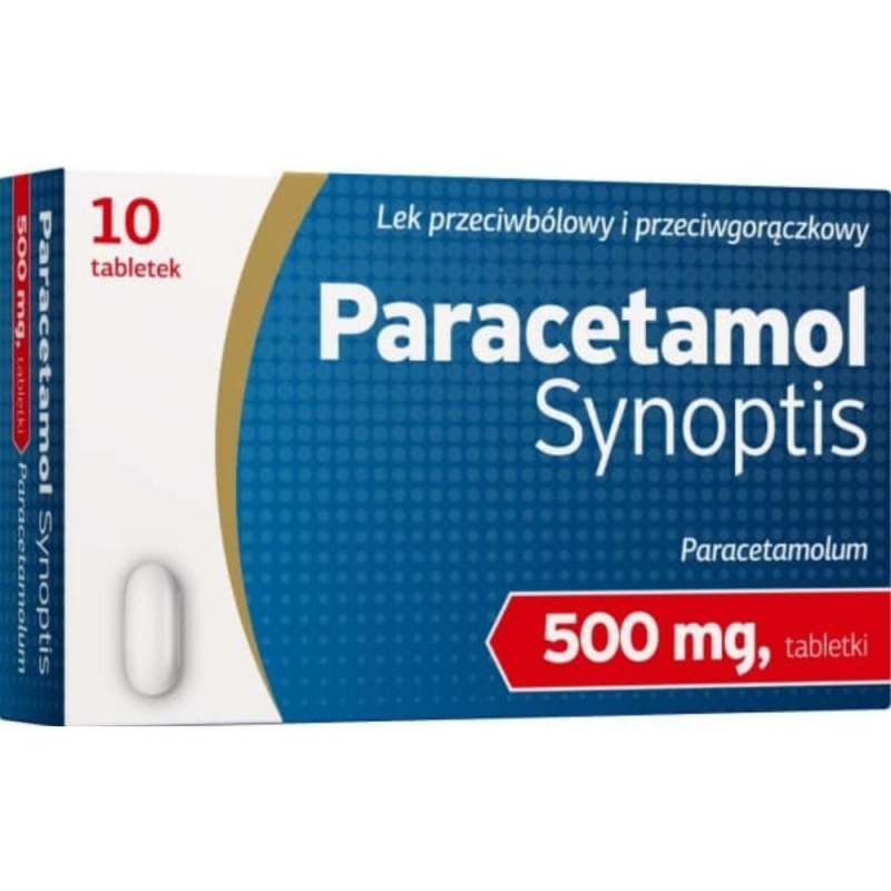 Paracetamol Synoptis, 500 mg, 10 tabletek - Do stosowania w celu łagodzenia bólu i obniżania gorączki