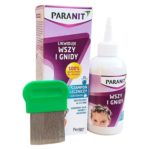 Paranit szampon leczniczy + grzebień, 200ml -  Szampon do mycia włosów dla dzieci od 2. roku życia likwiduje wszy i gnidy