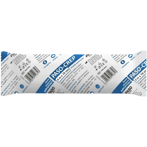 Paso-Crep Opaska elastyczna podtrzymująca 4 m x 10 cm, 1 sztuka - Do bezpiecznego i pewnego mocowania opatrunków