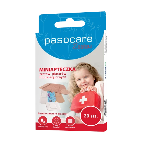 Pasocare Miniapteczka Zestaw plastrów hipoalergicznych, 20 sztuk - Do opatrywania drobnych ran i skaleczeń
