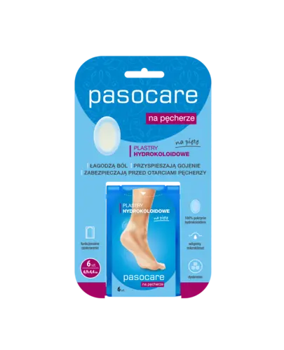 Pasocare Plastry hydrokoloidowe na pęcherze na piętę, 6 sztuk - Łagodzą ból, chronią przed otarciami