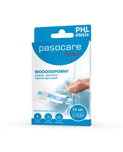 Pasocare Plus Wodoodporny Zestaw plastrów hipoalergicznych, 14 sztuk - Niezawodna ochrona w każdych warunkach