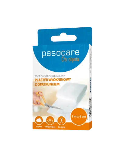 Pasocare Soft Plus Plaster włókninowy z opatrunkiem 1 m x 6 cm, 1 sztuka - Hipoalergiczny plaster włókninowy z opatrunkiem