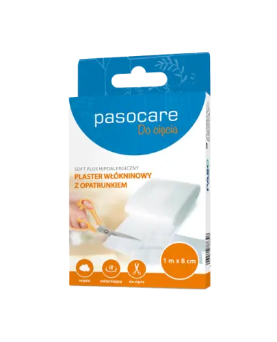 Pasocare Soft Plus Plaster włókninowy z opatrunkiem 1 m x 8 cm, 1 sztuka - Delikatna ochrona skóry