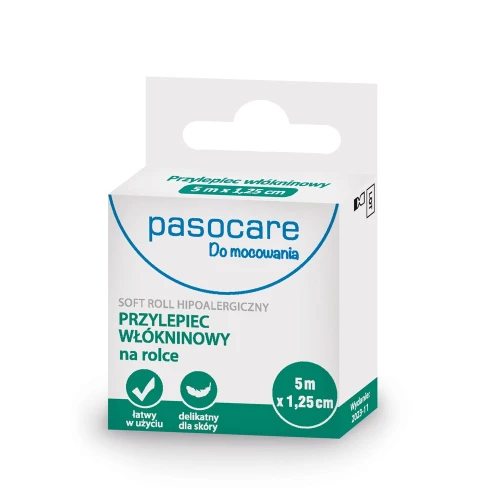 Pasocare Soft Roll Przylepiec włókninowy na rolce 5 m x 1,25 cm, 1 sztuka - Zapewnia stabilność opatrunków
