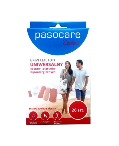 Pasocare Universal Plus Uniwersalny zestaw plastrów hipoalergicznych, 26 sztuk - Elastyczne, oddychające, wodoodporne
